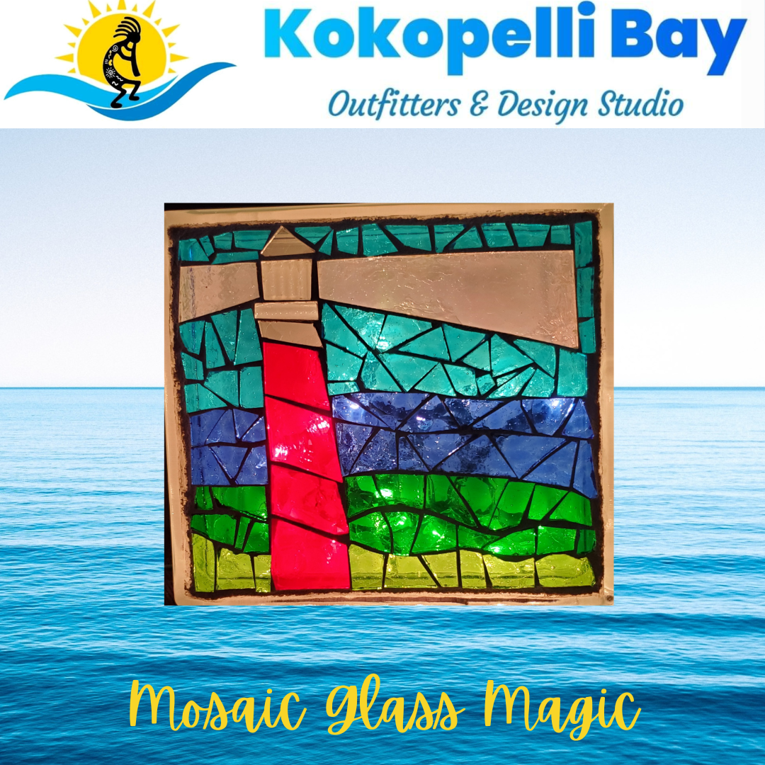 Red Lighthouse Mosaic Glass Full Size Block Perfect Gift Beach Life Ocean Seashore Coastal