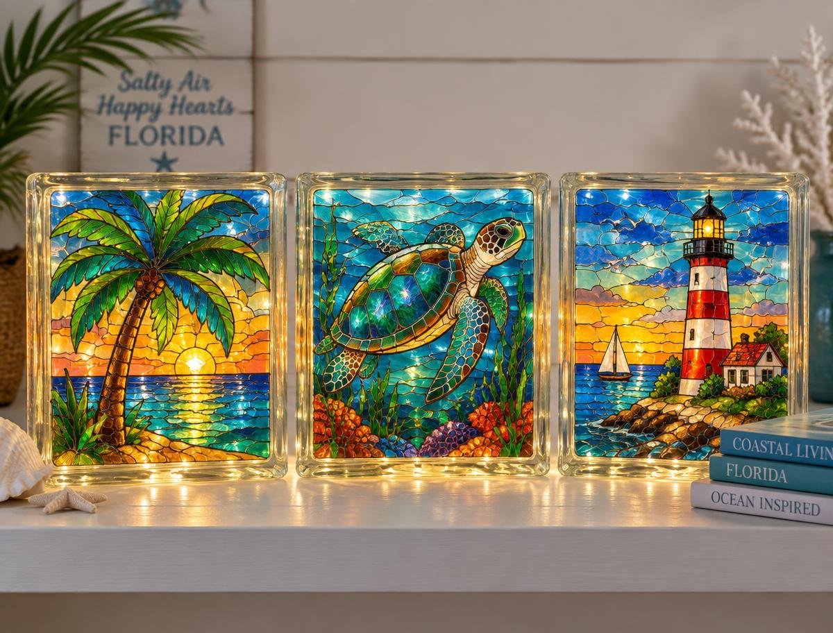 Lighted Glass Block Art