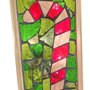 Christmas Candy Cane Mosaic Glass Brick Block Green Perfect Gift Holiday Decor with Lights