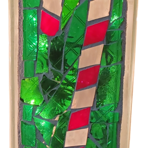 Christmas Candy Cane Mosaic Glass Brick Block Green Perfect Gift Holiday Decor with Lights