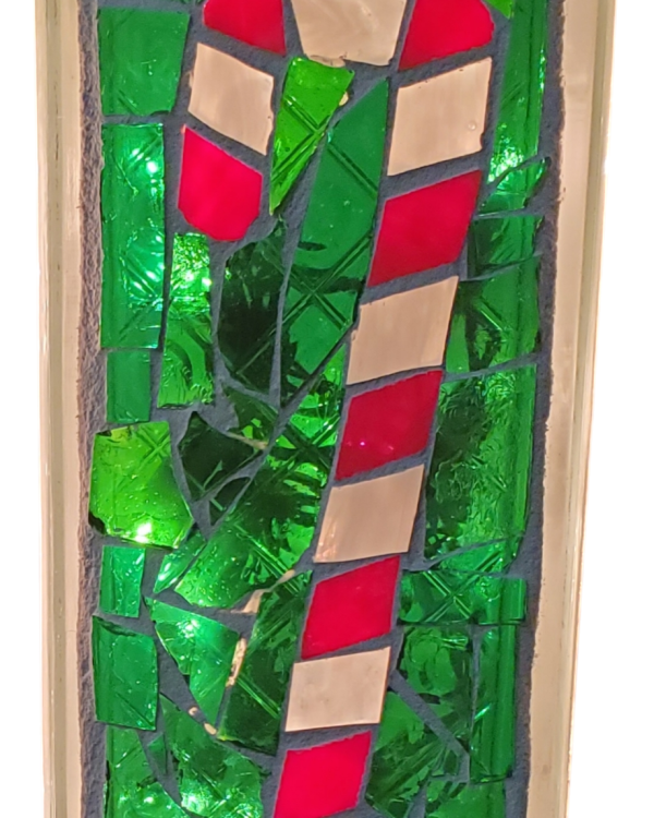 Christmas Candy Cane Mosaic Glass Brick Block Green Perfect Gift Holiday Decor with Lights