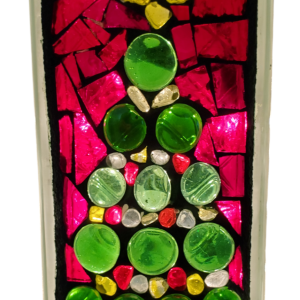Christmas Tree Glass Mosaic Brick Block Bright Red Green Perfect Gift Holiday Decor with Lights