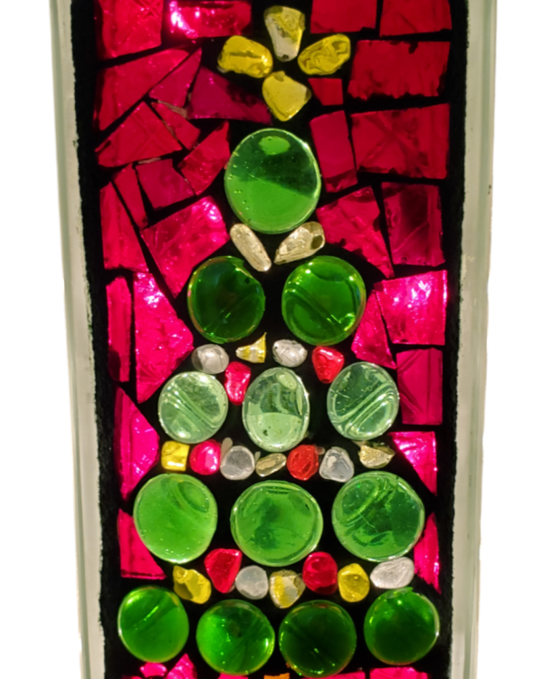 Christmas Tree Glass Mosaic Brick Block Bright Red Green Perfect Gift Holiday Decor with Lights
